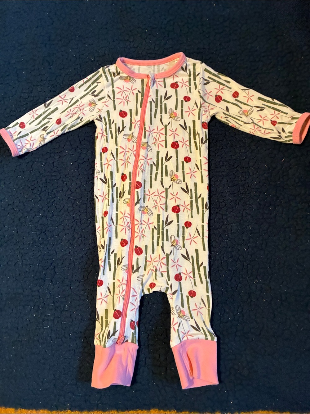 Bestaroo baby Floral Long Sleeve One-Piece - Pink Trim